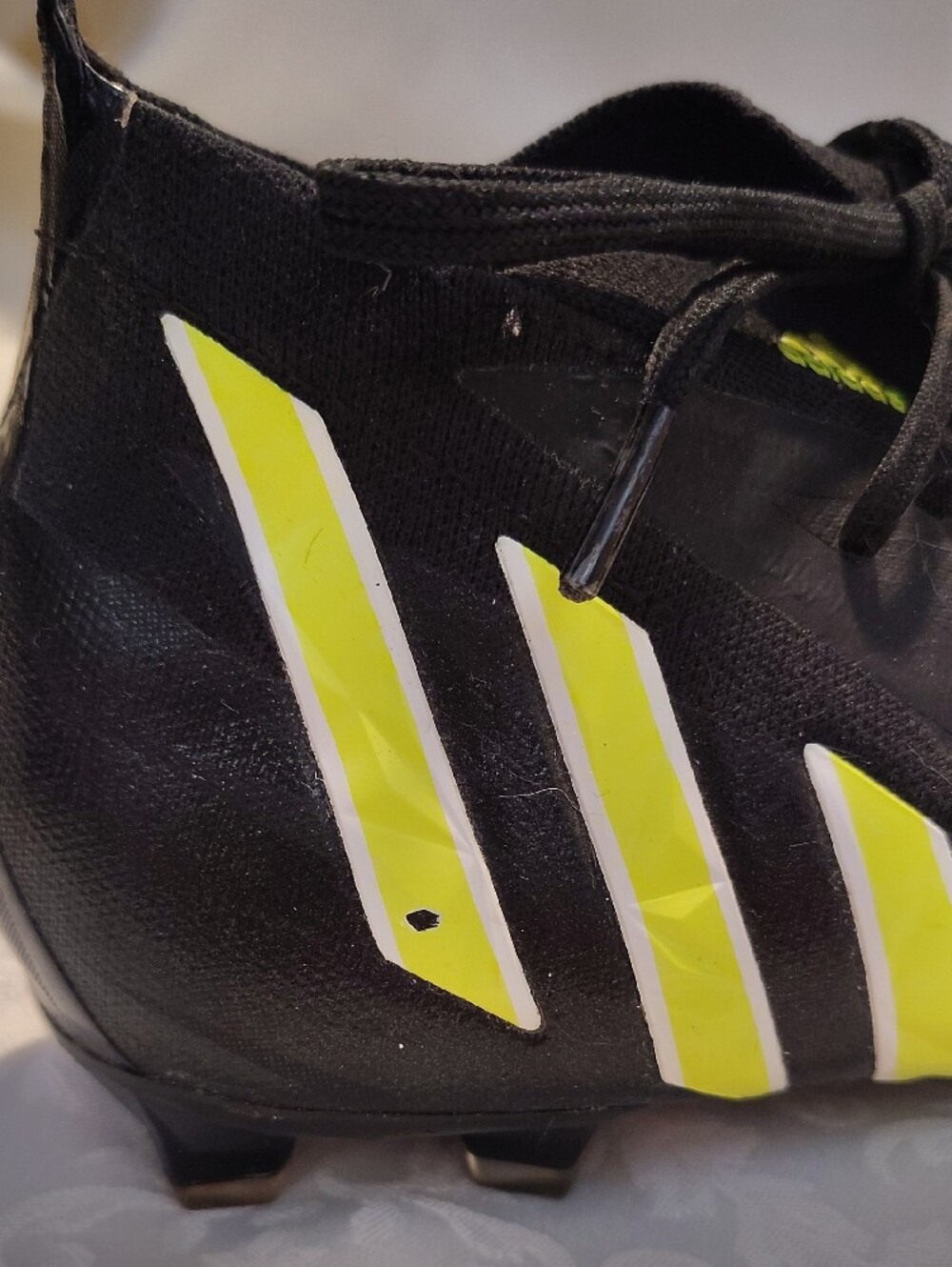 Adidas Men’s Black Soccer Cleats with Neon Yellow Stripes - Picture 8 of 8